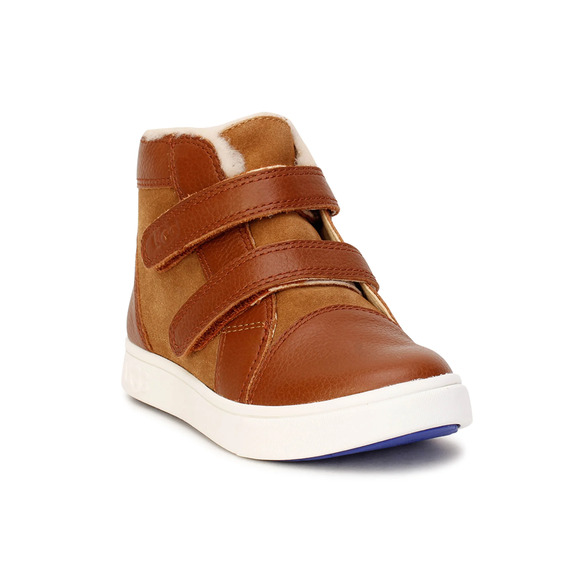UGG Rennon Boys Winter Boots EU 30 US 12 Brown Arch Support Leather Logo NWOT - Picture 1 of 16